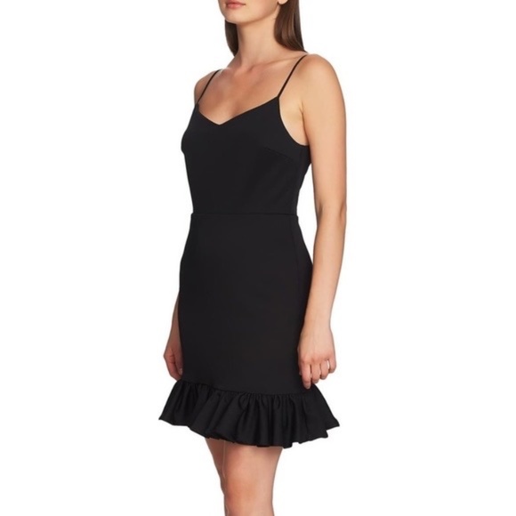 ✨1. STATE✨ NWT Sugar Plum Ruffle Hem Mini Dress in Black Sz US 2, 4 - Picture 2 of 9